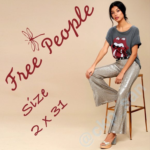 NWT Free People The Minx Sequin Pants Sz 2